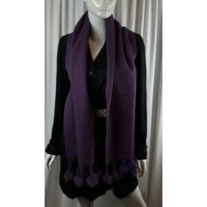 Vintage BYTU Acrylic 100% Wool L Shawl Tassels Purple cold weather 67-03